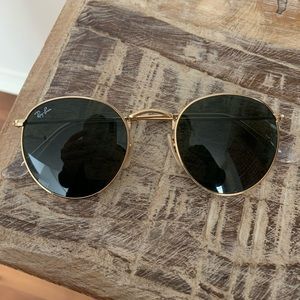 Ray-Ban Round Metal Sunglasses Gold Authentic